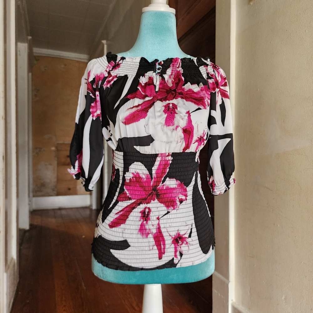 WHBM Floral Silk Blouse
